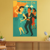 Mid Century Martini Dance Party Canvas Afdruk (Insitu (Woonkamer))