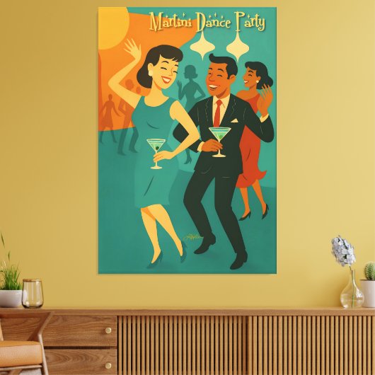 Mid Century Martini Dance Party Canvas Afdruk (Insitu (Woonkamer))