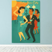 Mid Century Martini Dance Party Canvas Afdruk (Insitu (Houten vloer))