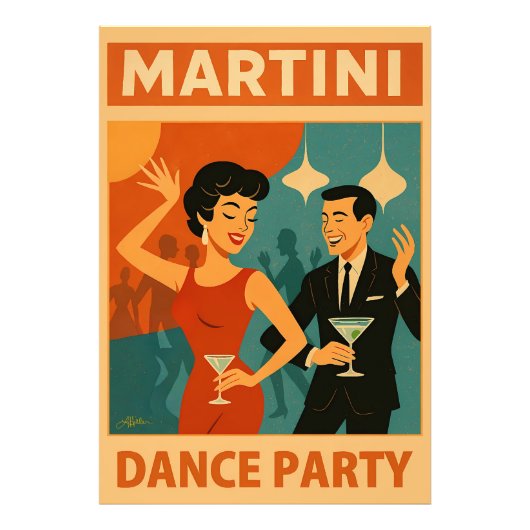 Mid Century Martini Dance Party Foto Afdruk (Voorkant)