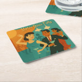 Mid Century Martini Dance Party Kartonnen Onderzetters (Schuin)