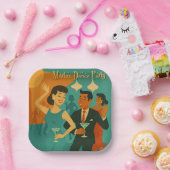 Mid Century Martini Dance Party Papieren Bordje (Feest)