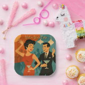 Mid Century Martini Dance Party Papieren Bordje (Feest)