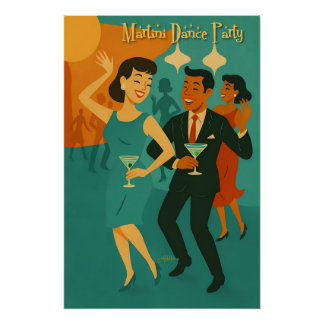 Mid Century Martini Dance Party Perfect Poster