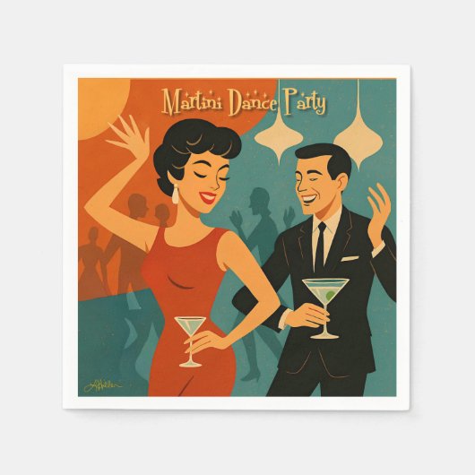Mid Century Martini Dance Party Servet (Voorkant)