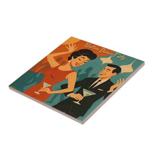 Mid Century Martini Dance Party Tegeltje (Zijkant)