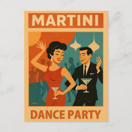 Mid Century Martini Dansfeest Briefkaart