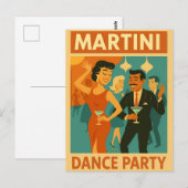 Mid Century Martini Dansfeest Briefkaart (Voorkant / Achterkant)