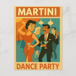 Mid Century Martini Dansfeest Briefkaart