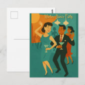 Mid Century Martini Dansfeest Briefkaart (Voorkant / Achterkant)