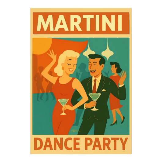 Mid Century Martini Dansfeest Foto Afdruk (Voorkant)