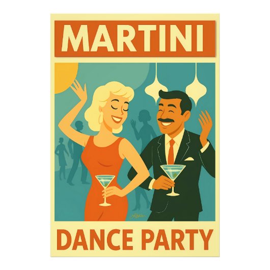 Mid Century Martini Dansfeest Foto Afdruk (Voorkant)