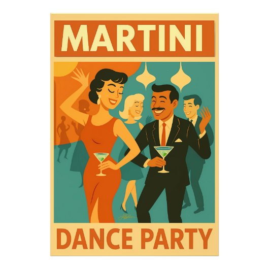 Mid Century Martini Dansfeest Foto Afdruk (Voorkant)