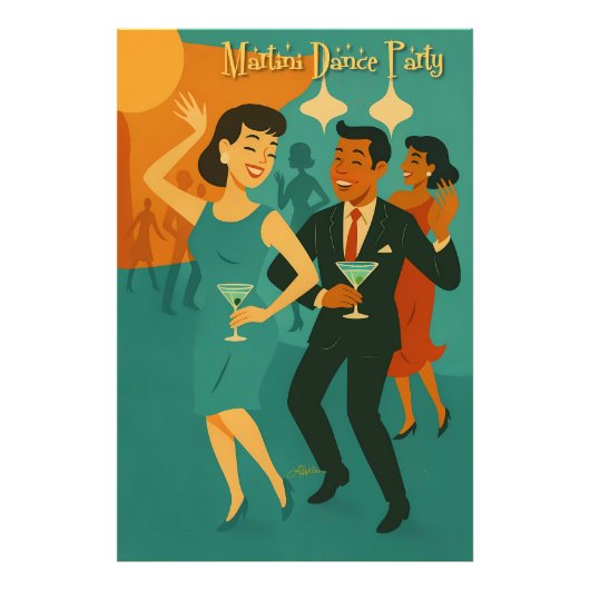 Mid Century Martini Dansfeest Foto Afdruk (Voorkant)