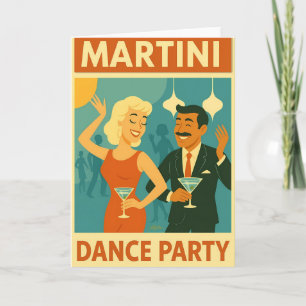 Mid Century Martini Dansfeest Kaart