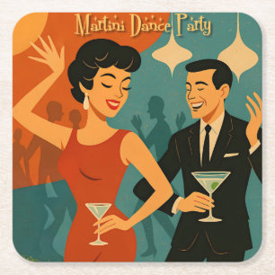 Mid Century Martini Dansfeest Kartonnen Onderzetters