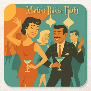 Mid Century Martini Dansfeest Kartonnen Onderzetters