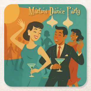 Mid Century Martini Dansfeest Kartonnen Onderzetters