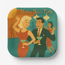 Mid Century Martini Dansfeest Papieren Bordje