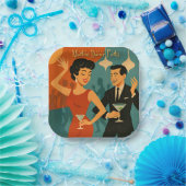 Mid Century Martini Dansfeest Papieren Bordje (Feest)