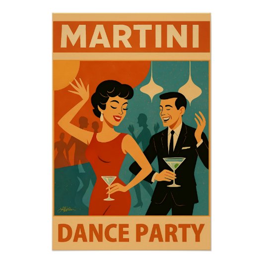 Mid Century Martini Dansfeest Perfect Poster (Voorkant)