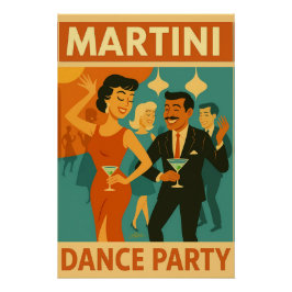 Mid Century Martini Dansfeest Perfect Poster