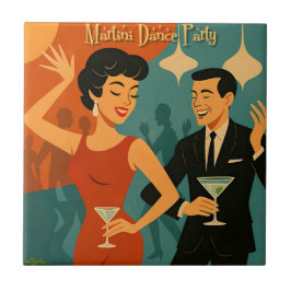 Mid Century Martini Dansfeest Tegeltje