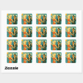Mid Century Martini Dansfeest Vierkante Sticker (Vel)