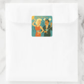 Mid Century Martini Dansfeest Vierkante Sticker (Tas)