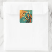 Mid Century Martini Dansfeest Vierkante Sticker (Tas)