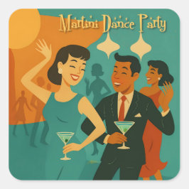 Mid Century Martini Dansfeest Vierkante Sticker