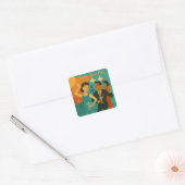 Mid Century Martini Dansfeest Vierkante Sticker (Envelop)