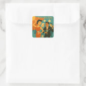 Mid Century Martini Dansfeest Vierkante Sticker (Tas)