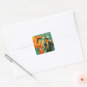 Mid Century Martini Dansfeest Vierkante Sticker (Envelop)