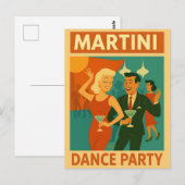 Mid Century Martini Feestje Briefkaart (Voorkant / Achterkant)