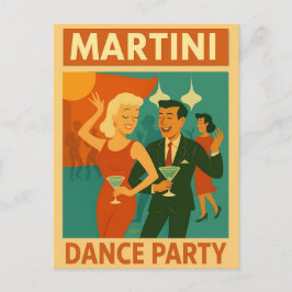 Mid Century Martini Feestje Briefkaart