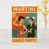 Mid Century Martini Feestje Kaart (Gele Bloem)