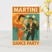 Mid Century Martini Feestje Kaart (Gele Bloem)