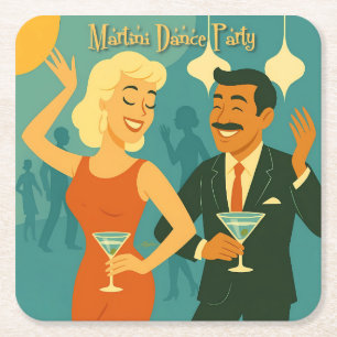 Mid Century Martini Feestje Kartonnen Onderzetters