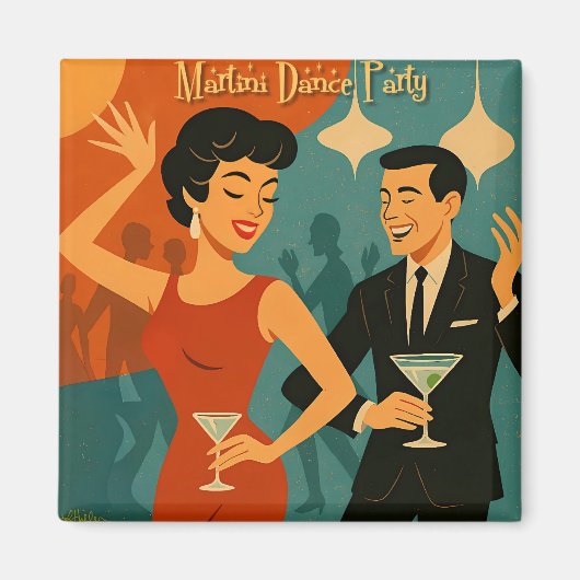Mid Century Martini Feestje Magneet (Voorkant)