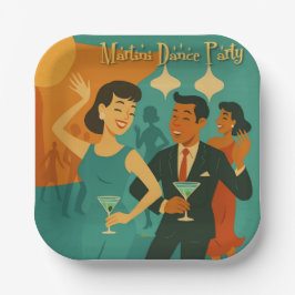 Mid Century Martini Feestje Papieren Bordje