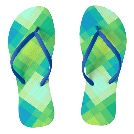 Mid-Century mega plaid - jade green Teenslippers (Voetbed)