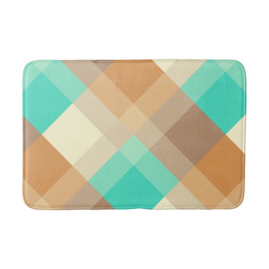 Mid-Century mega plaid - tan & turquoise Badmat (Voorkant)