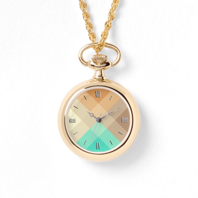 Mid-Century mega plaid - tan & turquoise Horloge (Voorkant)