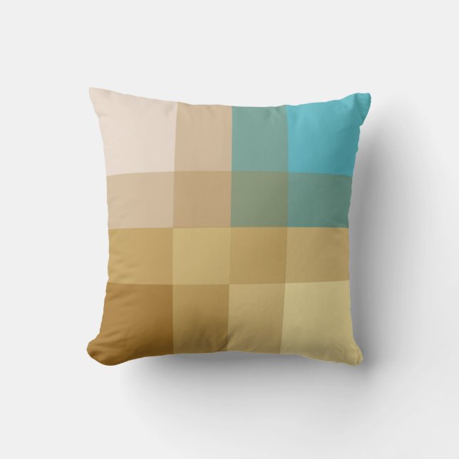 Mid-Century mega plaid - tan & turquoise Kussen (Voorkant)