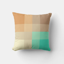 Mid-Century mega plaid - tan & turquoise Kussen