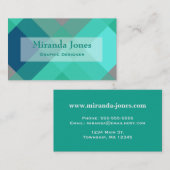 Mid-Century mega plaid - turkooizen & grijs Visitekaartje (Voorkant / Achterkant)