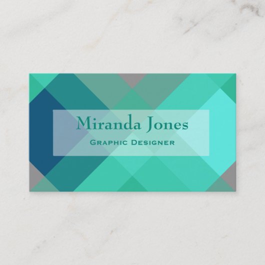 Mid-Century mega plaid - turkooizen & grijs Visitekaartje (Voorkant)