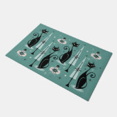 Mid Century Meow Atomic Kat Christmas Deurmat (Schuin)
