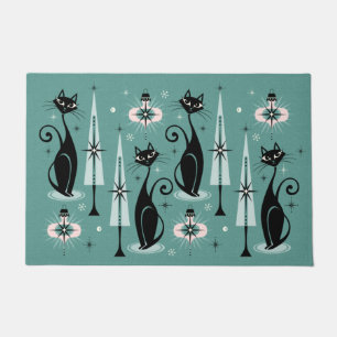 Mid Century Meow Atomic Kat Christmas Deurmat